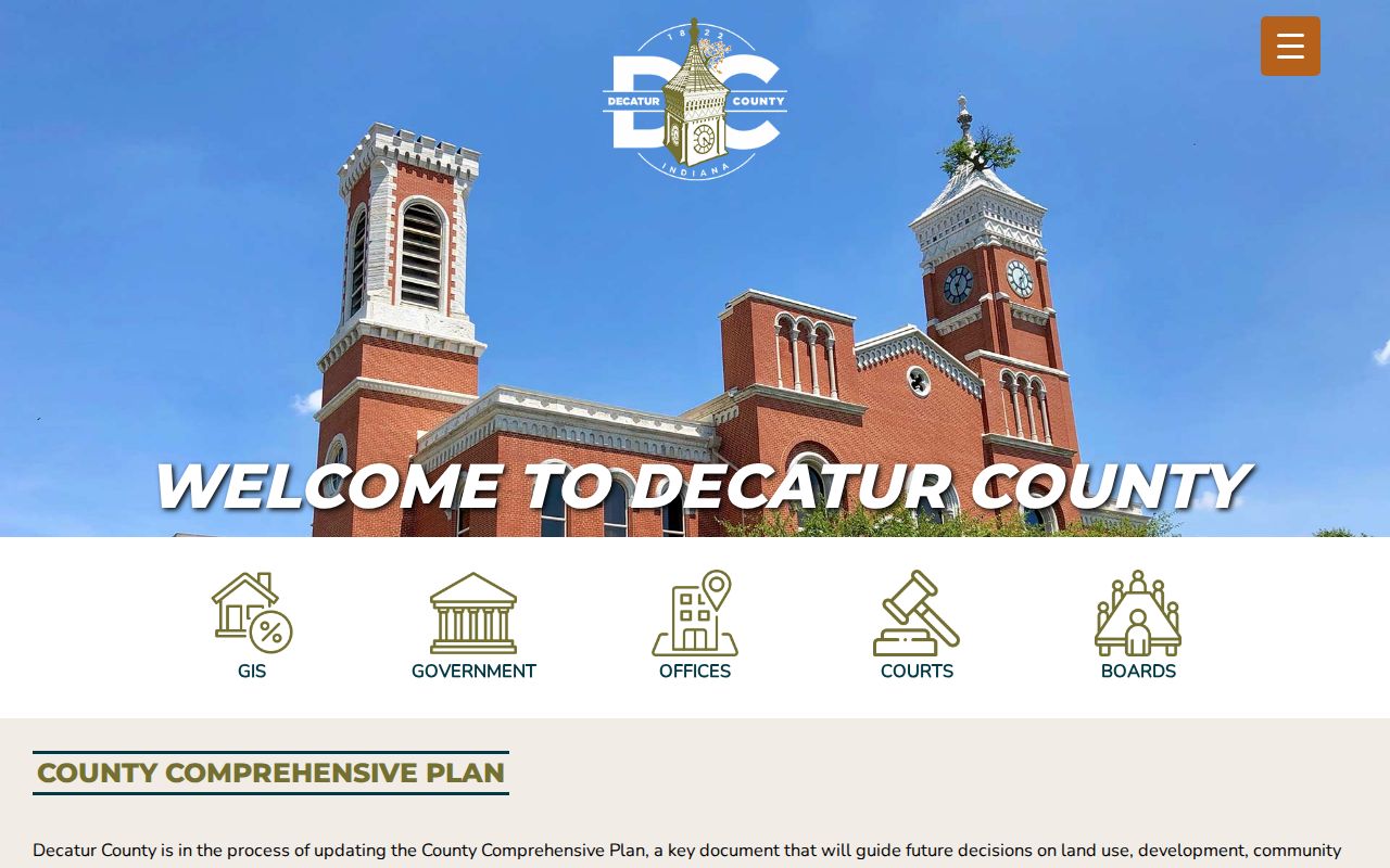 Decatur County government courthouse and court navigation