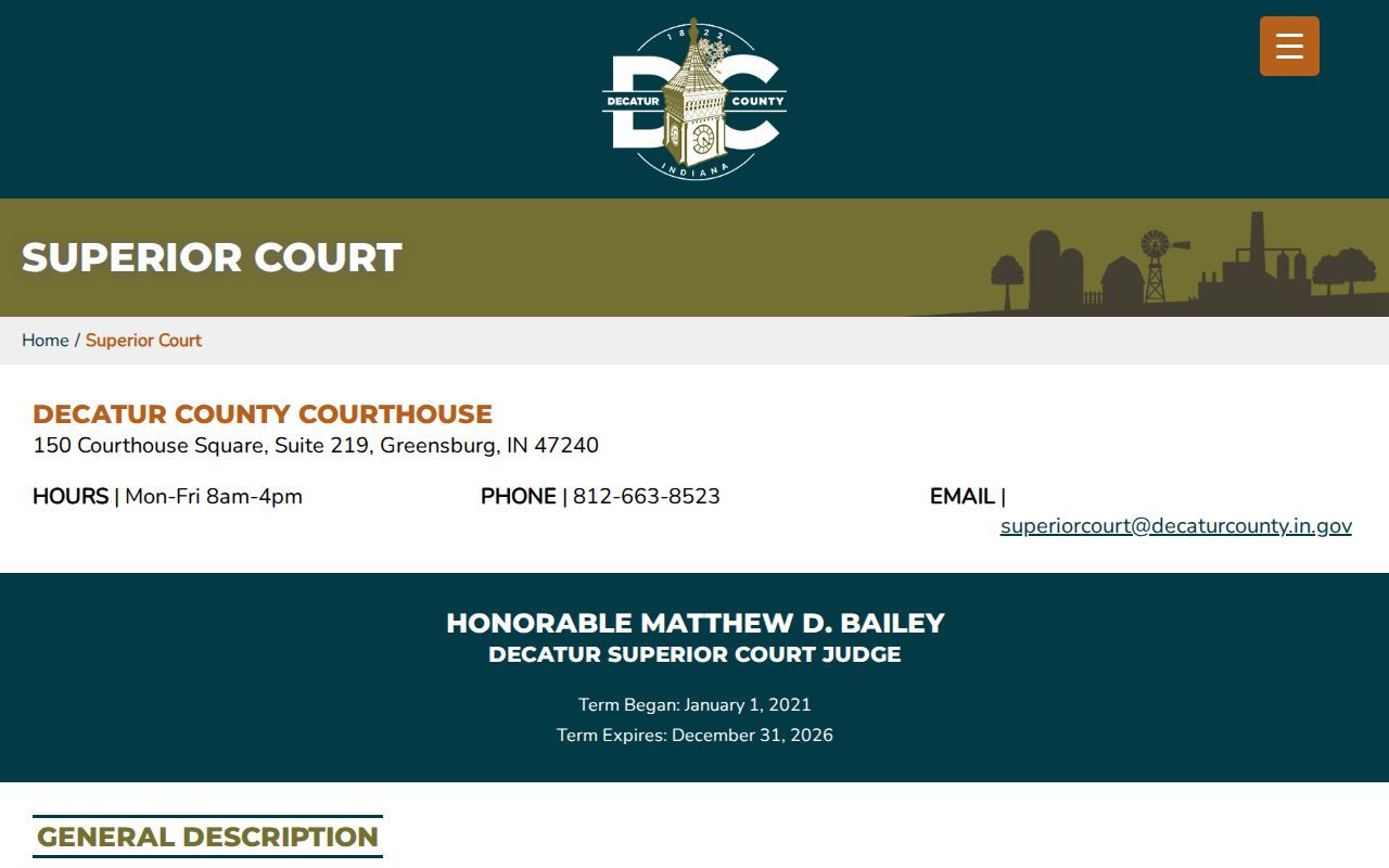 Decatur Superior Court contact for county court date confirmation