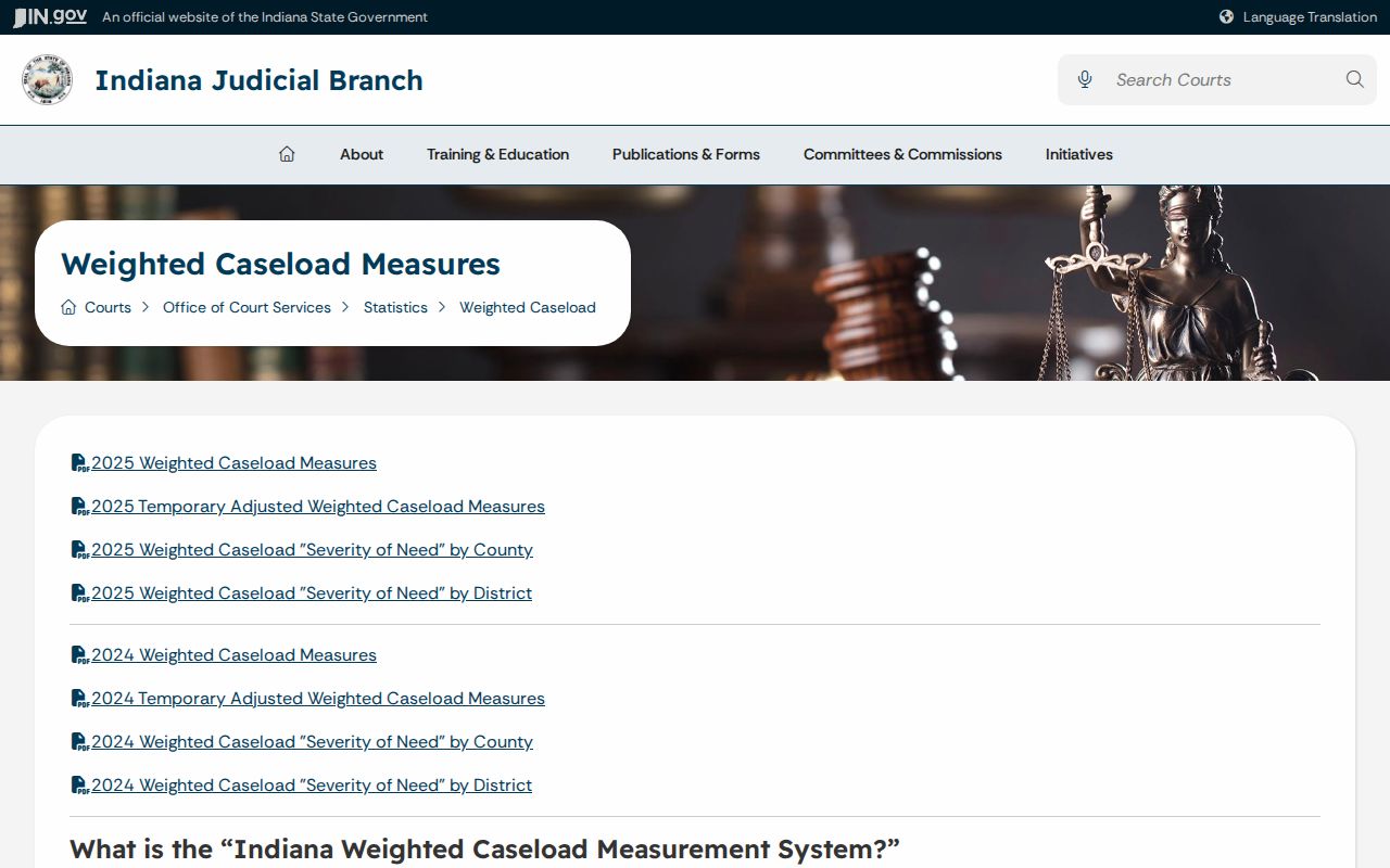 Indiana weighted caseload resource related to Decatur County court calendars