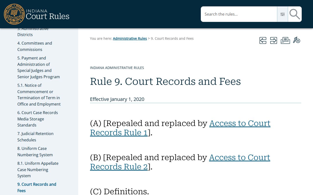 Indiana Administrative Rule 9 remote and bulk court-record provisions