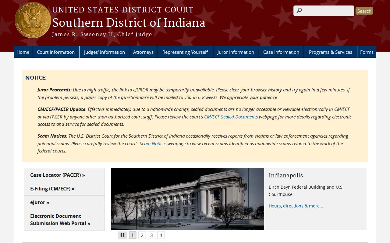 United States District Court for the Southern District of Indiana website